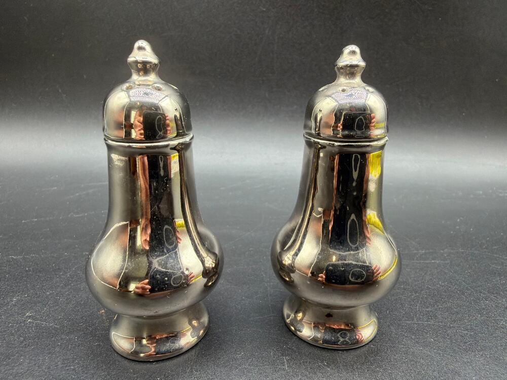 Vintage Sterling Silver Weighted Salt & Pepper Shakers Pair Mid Century